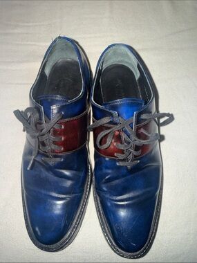 Yang Li Sz 39 Two-Tone Blue and Burgundy Lace-Up Dress Oxford Shoes